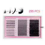 80D100D200D Sectional cluster lashes 5-20mm black matte DIY eyelash extensions for upper and lower lashes - ZH28X01+X02+Flower Fairy+100D
