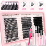 Amazon Europe and America cross-border 30D40D50D segment eyelash false eyelash set new 300 clusters of eyelashes - 304050D single box + double-ended glue + tweezers + remover