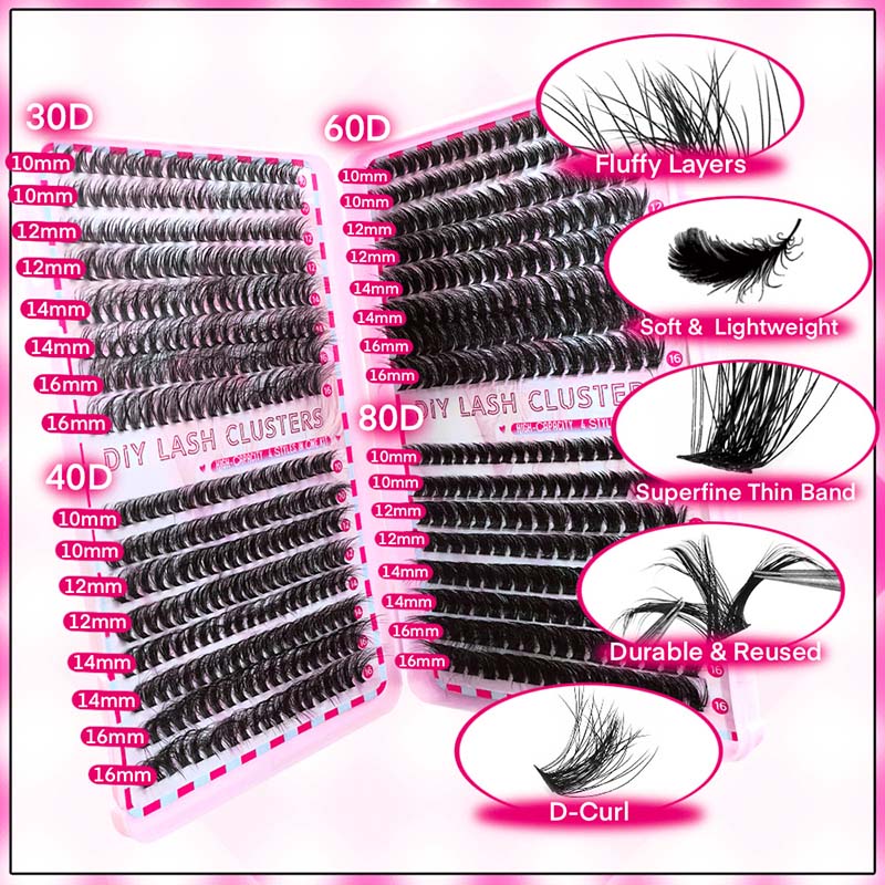 wispy cluster lashes book set – multiple styles