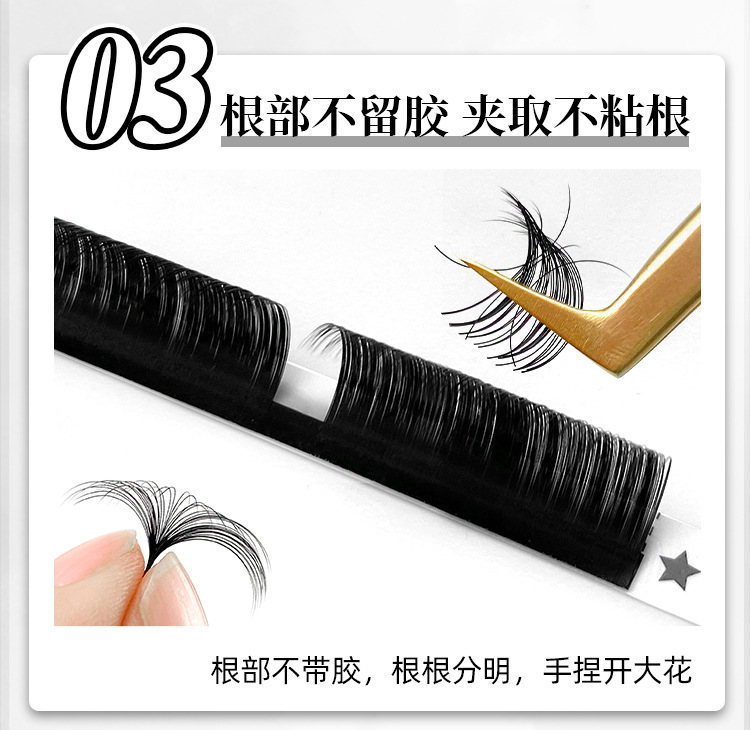 single strand classic black eyelash extensions, customizable logo, curl options available, 8–25mm manual volume lash fans, factory wholesale false eyelashes.