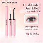 cross border stock dual head eyelash glue black bond+sealant transparent top coat for false eyelash tools