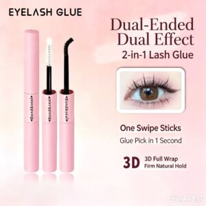 cross border stock dual head eyelash glue black bond+sealant transparent top coat for false eyelash tools