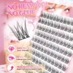 Natural fish tail false eyelashes, baby curl, no stem, cute and natural, imitation, girl group no-makeup look, glue-free false eyelashes, single cluster