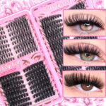 Cross-border European and American trade eyelash book set 406080D segmented fluffy thick and curly 32 rows false eyelashes