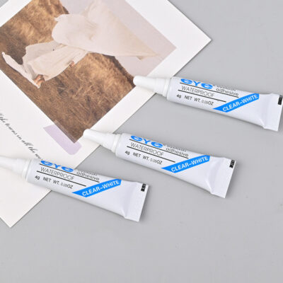 False eyelash glue and tweezers set, gentle and non-irritating, invisible and easy to remove, hypoallergenic eyelash glue 4g/1 piece