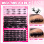 Amazon EU/US cross-border Middle East false eyelashes lower lashes 80D+100D segmented thick fluffy D curl lashes