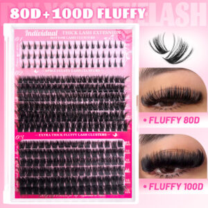 Amazon EU/US cross-border Middle East false eyelashes lower lashes 80D+100D segmented thick fluffy D curl lashes