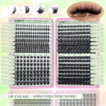 Cross-border eyelash book DIY single cluster thick natural false eyelashes hot melt D curl 640 clusters large capacity mixed eyelashes