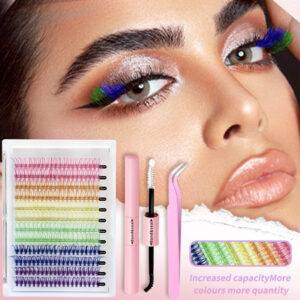 Cross-border European and American style colorful false eyelashes, segmented Asian mixed-race natural cluster eyelash set, factory wholesale
