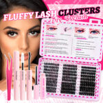 Segmented False Eyelash Kit Cluster 40D60D80D Fluffy Thick Curly Eyelash Extension Kit