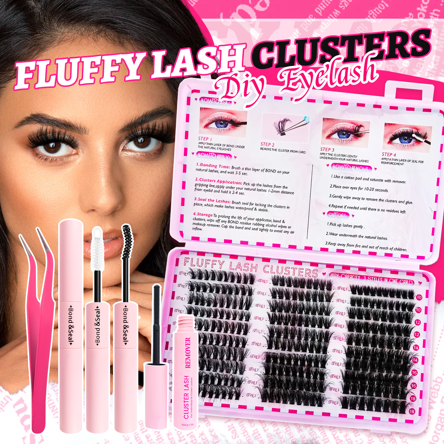 o1cn017c4hkn1ltgkwtrfl1 2212222444876 0 cib.jpg Segmented False Eyelash Kit Cluster 40D60D80D Fluffy Thick Curly Eyelash Extension Kit