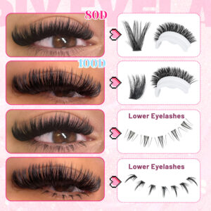 Eyelash Book/Cross-border D-curve Large Capacity Single Cluster False Eyelashes 9-16mm Natural Thick Curled Segmented