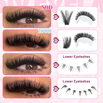 Eyelash Book/Cross-border D-curve Large Capacity Single Cluster False Eyelashes 9-16mm Natural Thick Curled Segmented