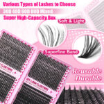 Eyelash Book/Cross-border Large Capacity Single Cluster False Eyelashes 9-16mm Natural Thick Style Eyelash Set