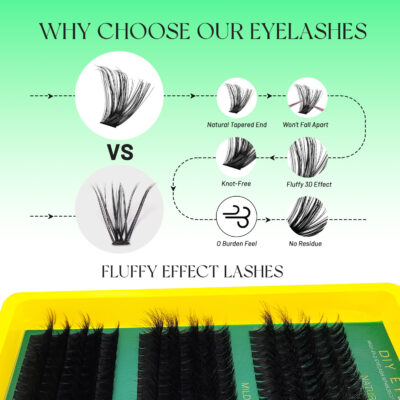 300 clusters high-capacity false eyelashes 60D 80D 100D thick European and American fluffy segmented hot melt eyelash cluster lashes