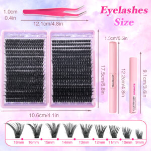 EU/US cross-border segmented 720-cluster false eyelash set, 80D+100D large capacity eyelash book, single cluster petal lashes, D curl
