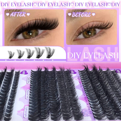 European and American cross-border hot-selling DIY segmented single-cluster D-curve false eyelash set 660 clusters thick curly eyelashes