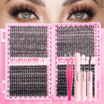 Amazon American-style thick false eyelash natural cluster set segmented dog-eye round eye women soft puppy-style lashes