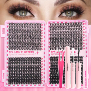 Amazon American-style thick false eyelash natural cluster set segmented dog-eye round eye women soft puppy-style lashes