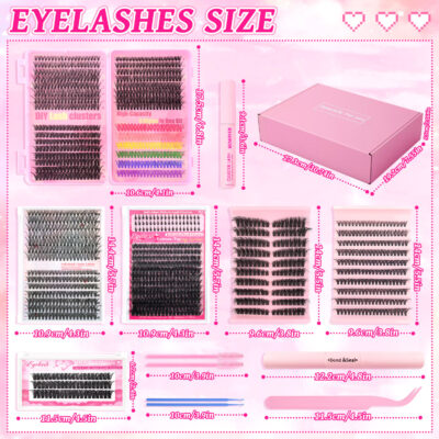 Amazon cross-border European and American style false eyelash gift box, thick single-cluster segmented eyelash set, eyelash book