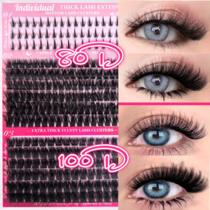 Amazon EU/US cross-border Middle East false eyelashes lower lashes 80D+100D segmented thick fluffy D curl lashes