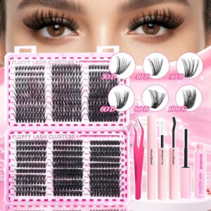 European and American large-capacity false eyelash book set 600 clusters thick 304050D6080100D cross-border Asian eyelashes