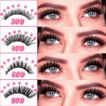 Amazon American-style thick false eyelash natural cluster set segmented dog-eye round eye women soft puppy-style lashes