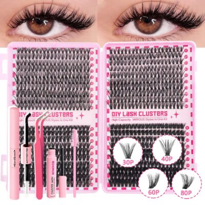 European and American style cross-border false eyelash book hot melt DIY segmented mixed large capacity natural thick export eyelash set