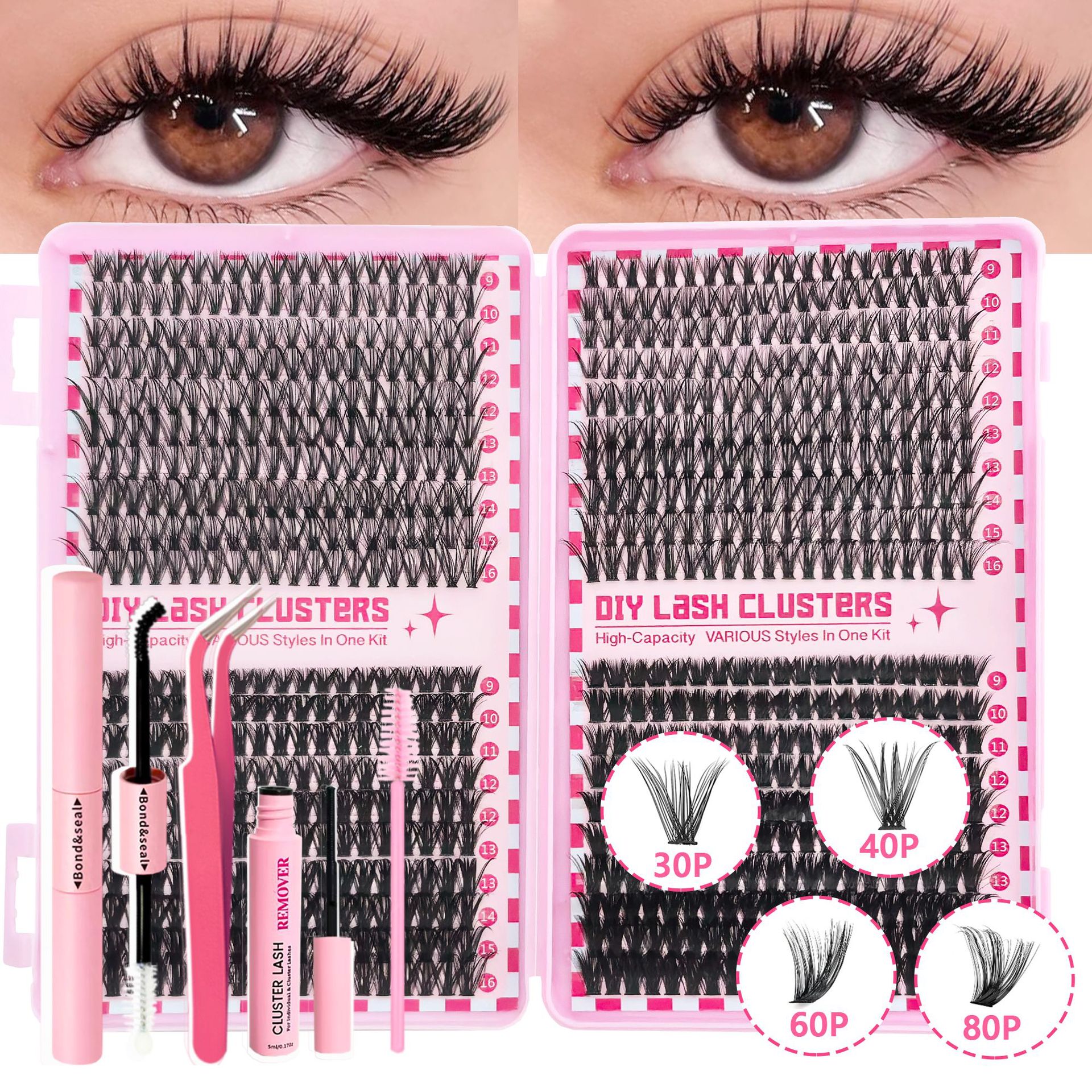 o1cn01fwoyzo1ltghpwlu1w 2212222444876 0 cib.jpg European and American style cross-border false eyelash book hot melt DIY segmented mixed large capacity natural thick export eyelash set