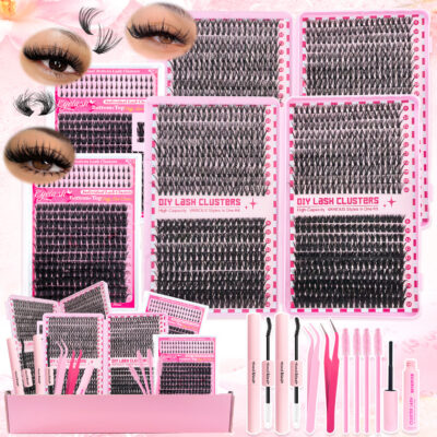 European and American cross-border hot-selling DIY segmented single cluster D-curve false eyelash set 660 clusters thick curly eyelashes