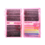 European and American cross-border false eyelash book set, large capacity, colorful segmented full set of single cluster flower lashes, curled and lifted eyelashes