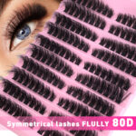 Cross-border Eyelash Crimp Board 80D Pair, Large Capacity, Fluffy and Dense, European and American Segmented False Lashes, Export Model