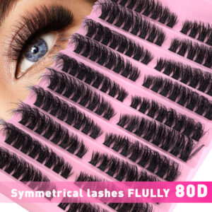 Cross-border Eyelash Crimp Board 80D Pair, Large Capacity, Fluffy and Dense, European and American Segmented False Lashes, Export Model