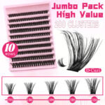 Cross-border European and American 80D false eyelashes, thick and curly, 10 rows of large capacity, single cluster DIY self-laminating segmented eyelashes