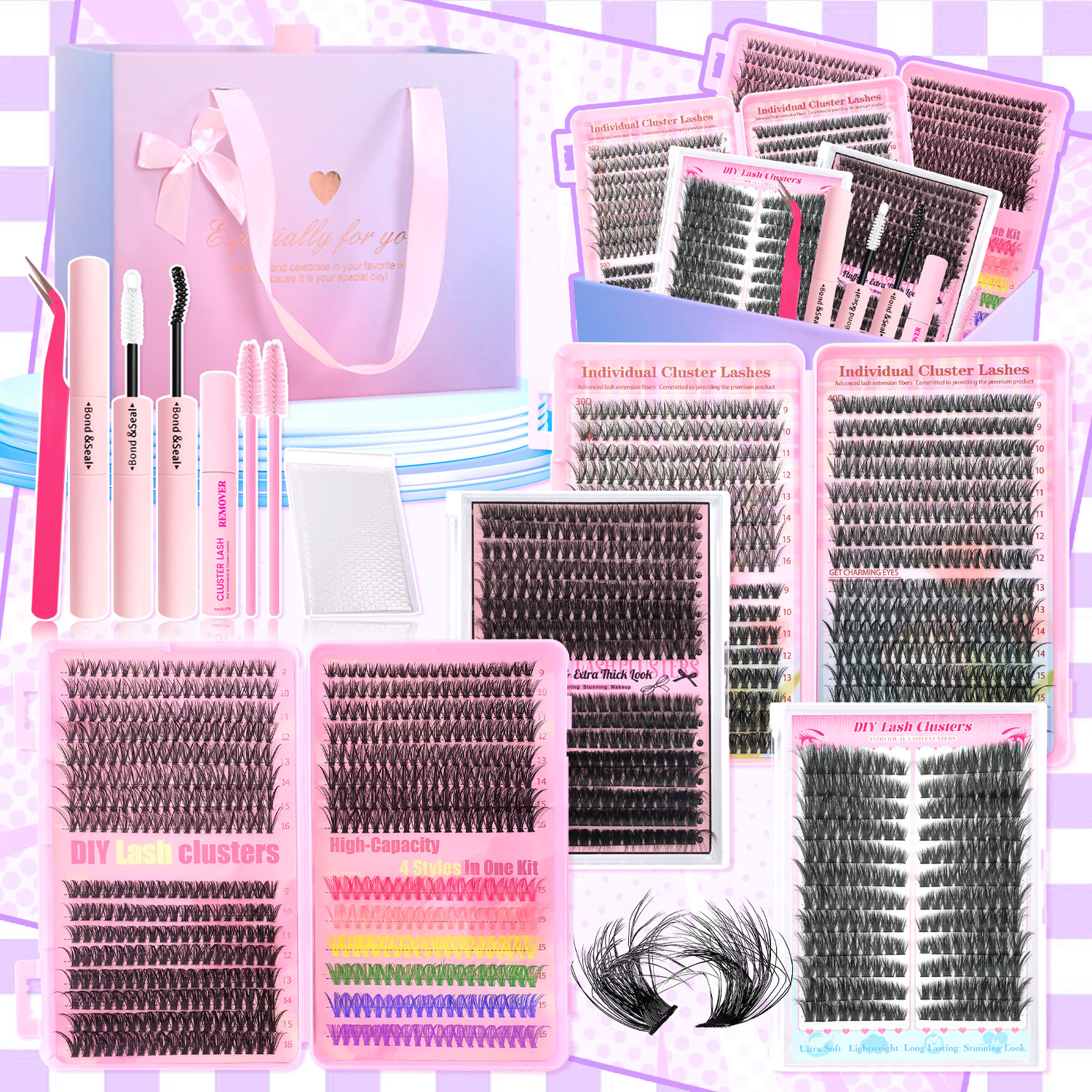 o1cn01id4wzp1ltglxa2toj 2212222444876 0 cib.jpg Amazon cross-border European and American style false eyelash gift box, thick single-cluster segmented eyelash set, eyelash book