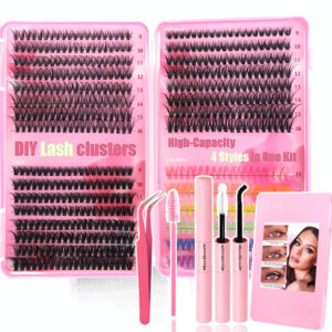 European and American cross-border false eyelash book set, large capacity, colorful segmented full set of single cluster flower lashes, curled and lifted eyelashes
