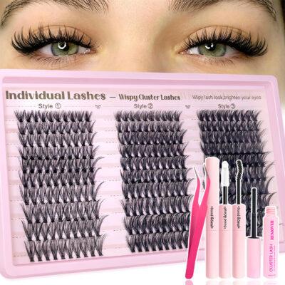 Cross-border hot-selling large-capacity Asian false eyelashes European and American style DIY segmented grafting D-curve thick single cluster eyelashes