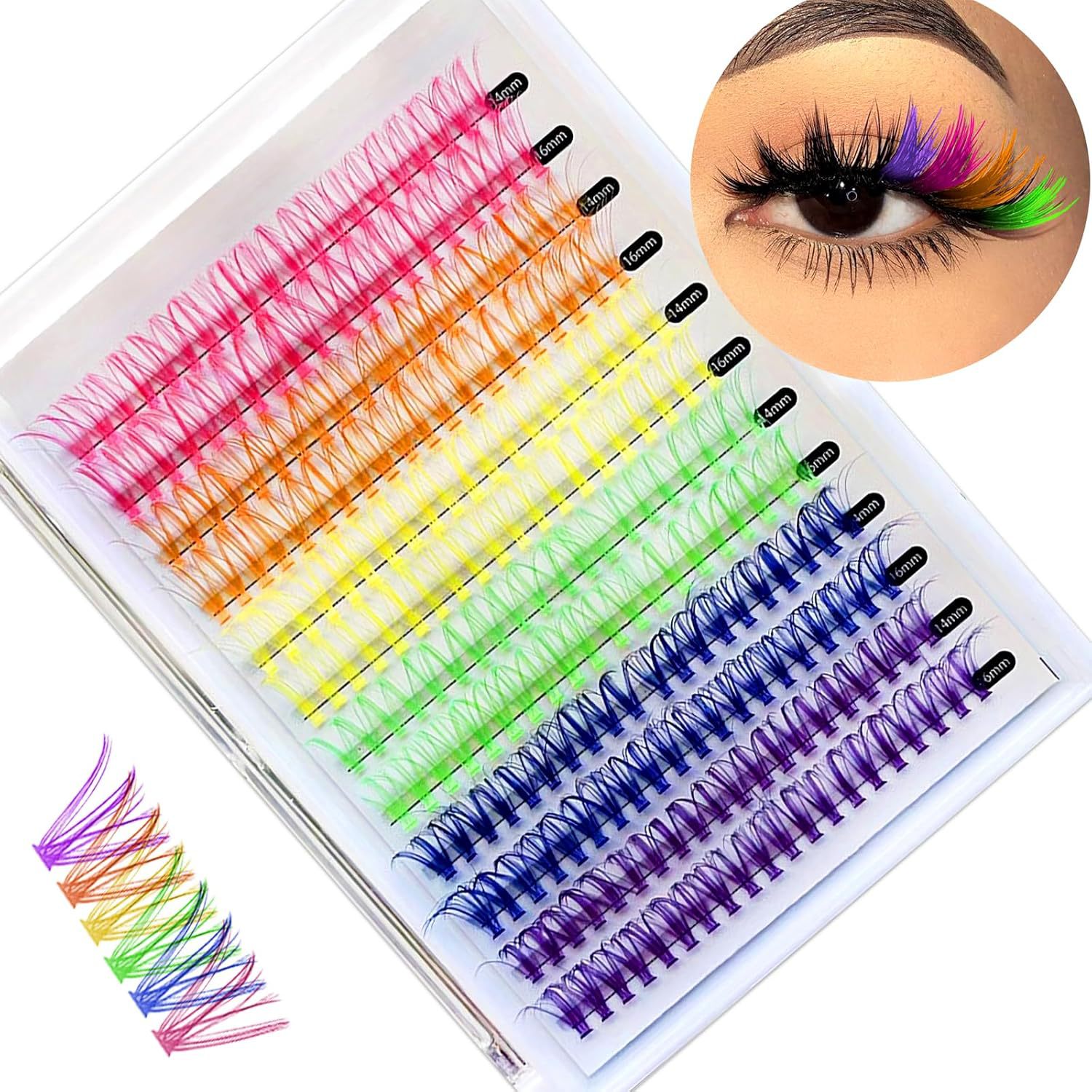 o1cn01jmmezp1ltgkqbelfm 2212222444876 0 cib.jpg Cross-border Colored Lash Clusters Individual Lashes D Curl