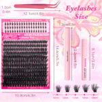 European and American cross-border false eyelashes lower lashes +80D fluffy style segment cluster DIY lashes