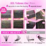 Custom Amazon 30P 40P 32 Row False Eyelash Glue Set 60P 80P Cluster Thick Segmented Cross-border Europe and America