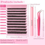 Cross-border European and American 80D false eyelashes, thick and curly, 10 rows of large capacity, single cluster DIY self-laminating segmented eyelashes