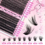 Cross-border trade DIY segmented European and American hot melt cluster lashes 60D+80D fluffy voluminous single box false eyelash set