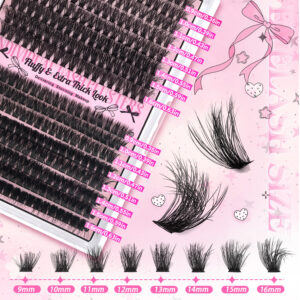 Cross-border trade DIY segmented European and American hot melt cluster lashes 60D+80D fluffy voluminous single box false eyelash set