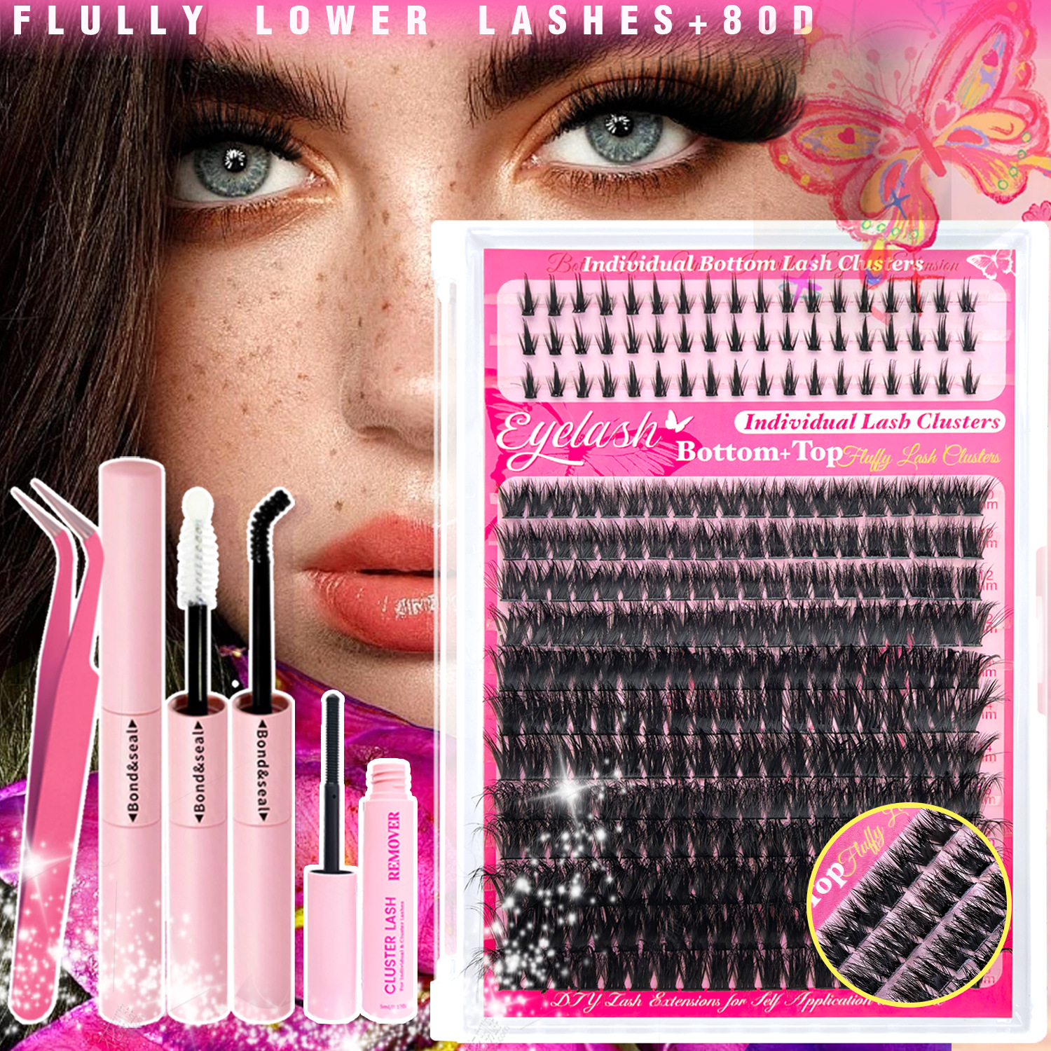 o1cn01ndqwsj1ltghzreqd2 2212222444876 0 cib.jpg European and American cross-border false eyelashes lower lashes +80D fluffy style segment cluster DIY lashes