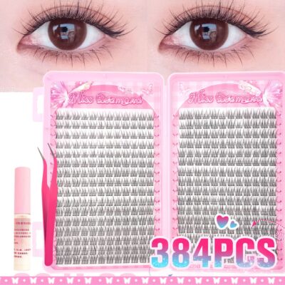 Natural Fishtail Extra Large Capacity Eyelash Book, Baby Curl, Natural Look, Segmented Single Cluster, Beginner False Eyelashes