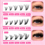 Segmented False Eyelash Kit Cluster 40D60D80D Fluffy Thick Curly Eyelash Extension Kit