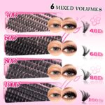 Cross-border eyelash book, European and American mixed style, large capacity lower lashes, 100D cluster lashes, segmented fluffy false eyelashes