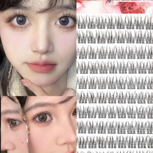 Natural fish tail false eyelashes, baby curl, no stem, cute and natural, imitation, girl group no-makeup look, glue-free false eyelashes, single cluster