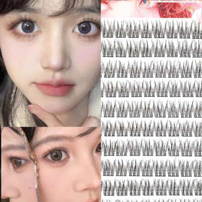 Natural fish tail false eyelashes, baby curl, no stem, cute and natural, imitation, girl group no-makeup look, glue-free false eyelashes, single cluster