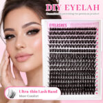 Amazon cross-border curly hot melt cluster lashes DIY self-lash extension large capacity single cluster thick欧美 false lashes fluffy